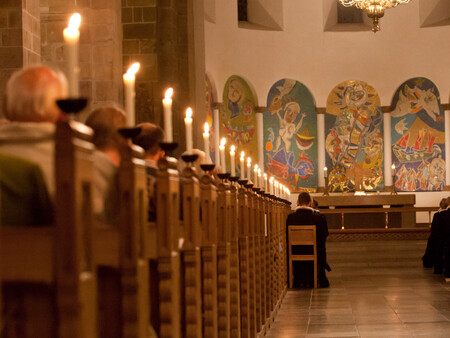 Billede af kirkebænke Billede af kirkebænke i Ribe Domkirke