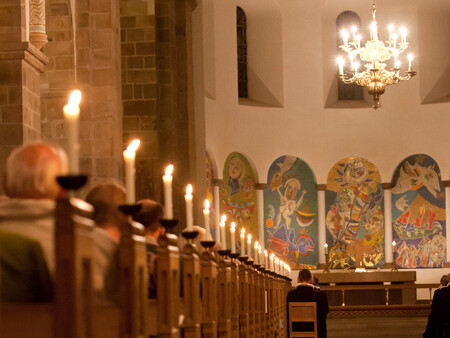 Billede af kirkebænke i Ribe Domkirke
